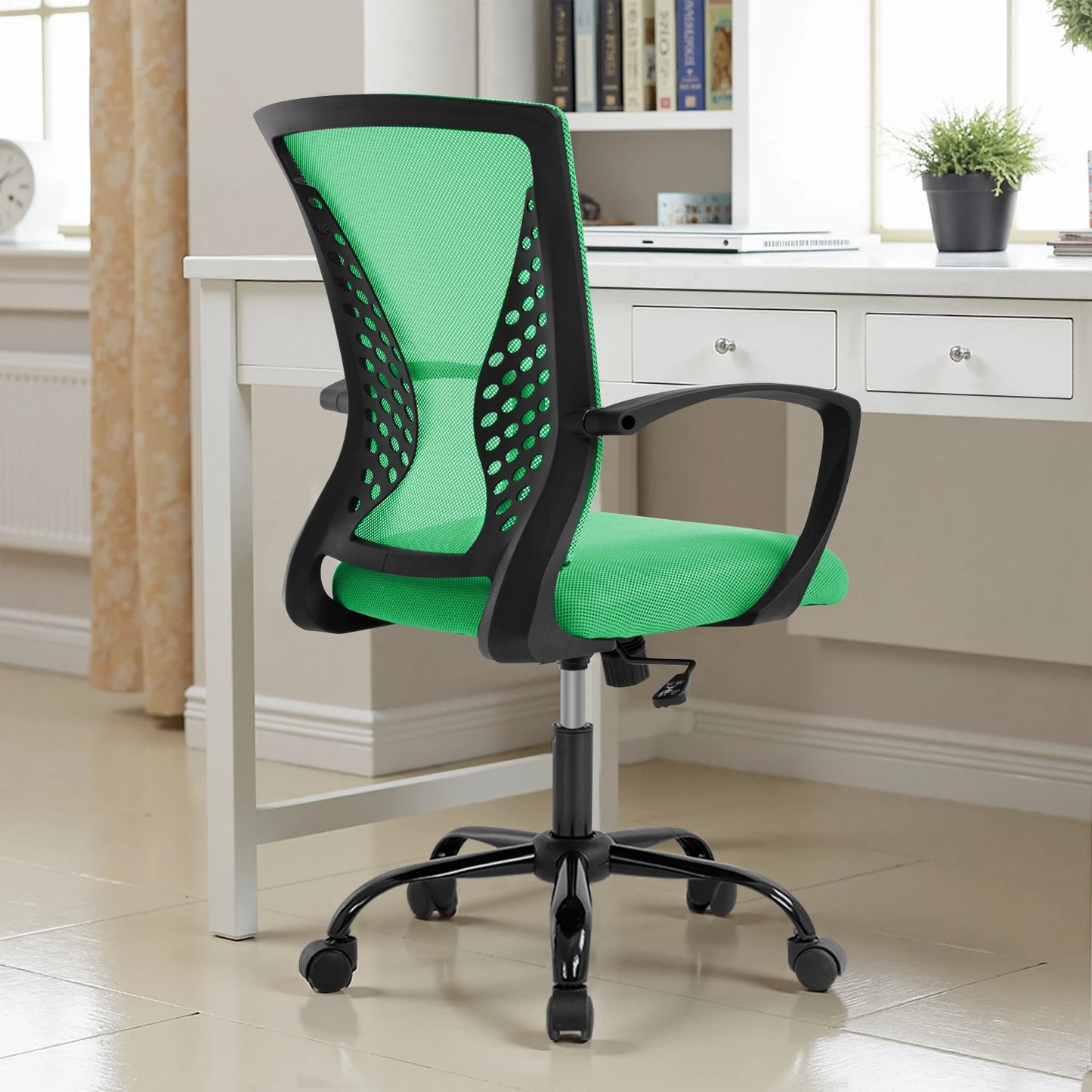 Office Chair Mesh Chair Ergonomic Computer Desk Chair Mid Back Swivel Lumbar Support with Armrest