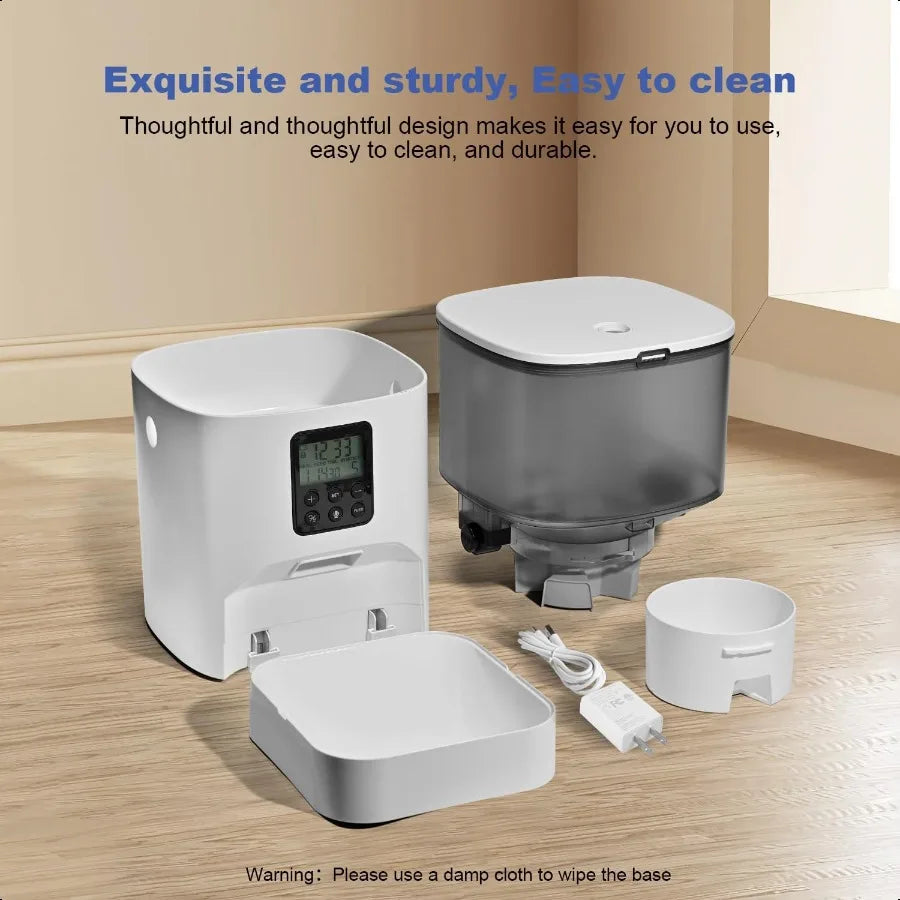 Automatic Cat Feeder 4L Cat Food Dispenser with 10s Voice Recorder Pet Feeder up to 8 Meals per Day Timed Dog Feeder with Dry F