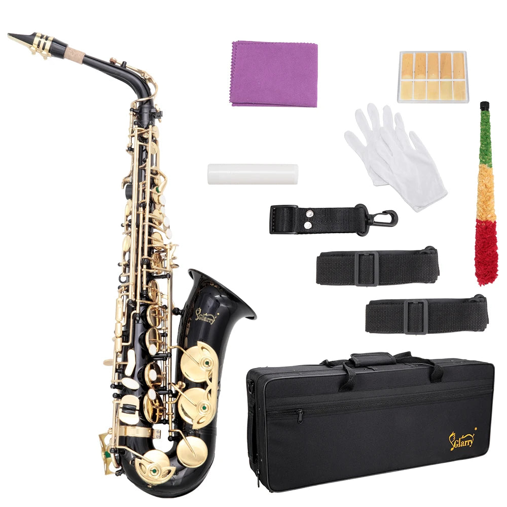 Black Color Brass Material Alto Saxophone E-Flat Alto SAX Eb with 11reeds, case,carekit,  for Students and Beginners