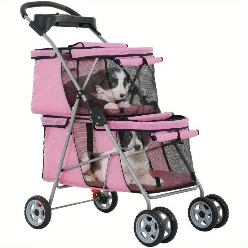 Dog cart cat pet strap bag jogging suitable for small and medium-sized dogs and cats travel camping 4 wheels lightweight