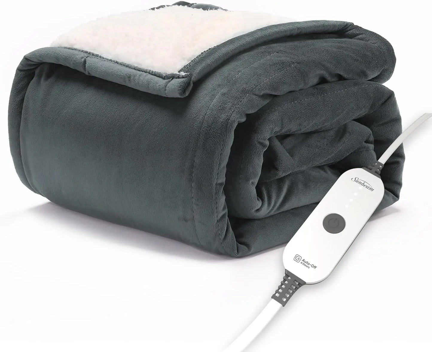 Electric Throw Royal Mink Sherpa Heated Blanket, 4 Heat Settings, 4-Hour Auto Shut-Off, Fast Heating, Luxurious and Ultra Comfy