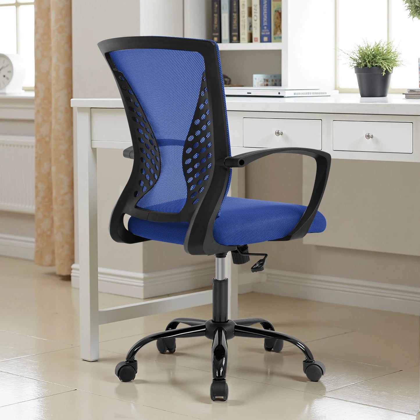 Office Chair Mesh Chair Ergonomic Computer Desk Chair Mid Back Swivel Lumbar Support with Armrest