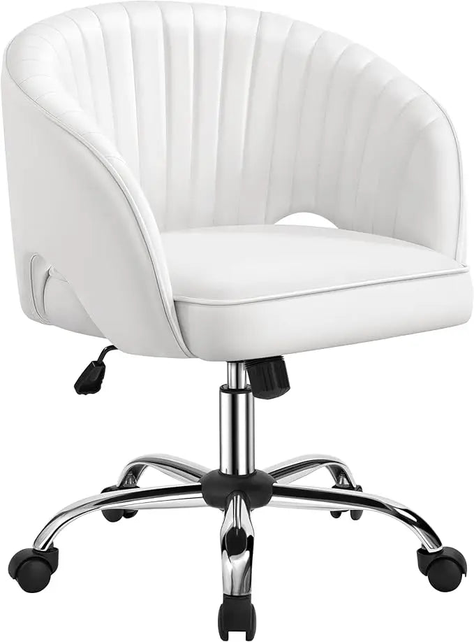 Cute Desk Chair Velvet Vanity Chair with Wheels Home Office Upholstered Modern Swivel Armchair with Tufted Barrel Back for Stud