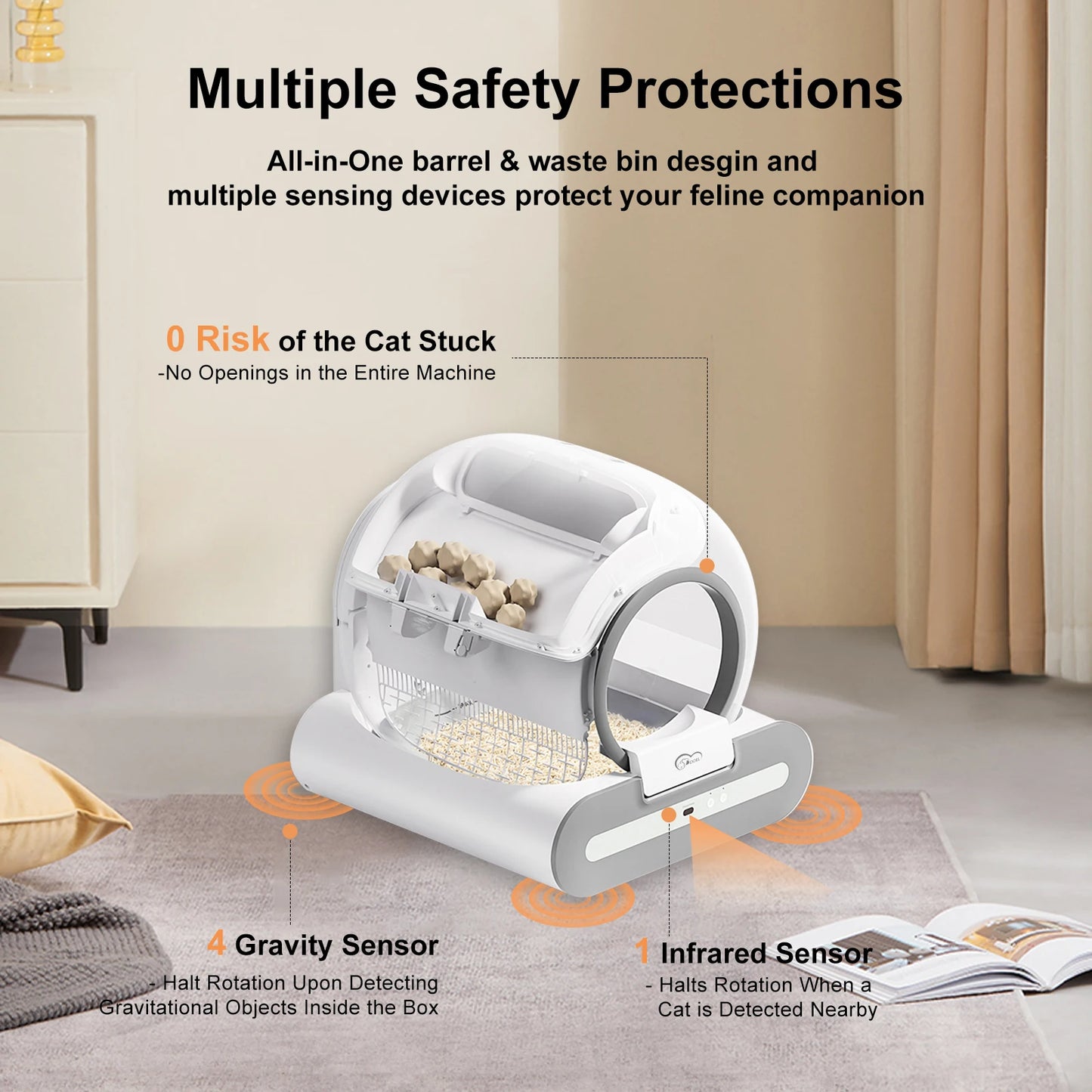 DOEL Automatic Cat Litter Box Self Cleaning with App Control and Cat Litter Mat Smart Cat Toilet for Multiple Large Cats