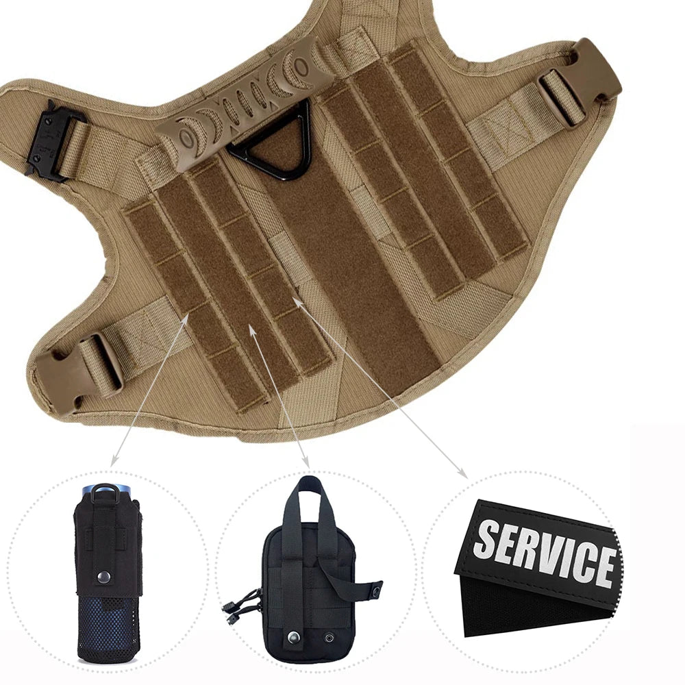 Large Dog Harness and Leash Set for German Shepherd and Malinois Training Walking Vest and Collar for Medium Large Dogs