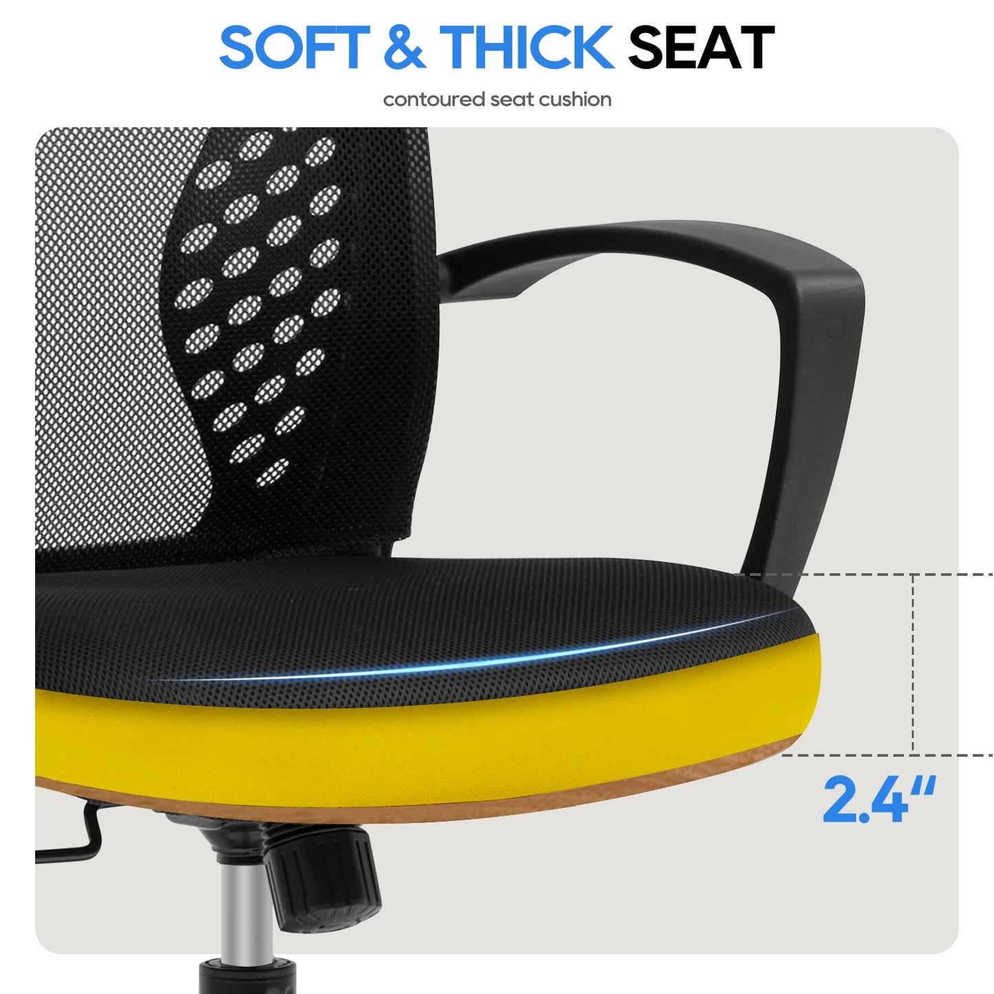 Office Chair Mesh Chair Ergonomic Computer Desk Chair Mid Back Swivel Lumbar Support with Armrest