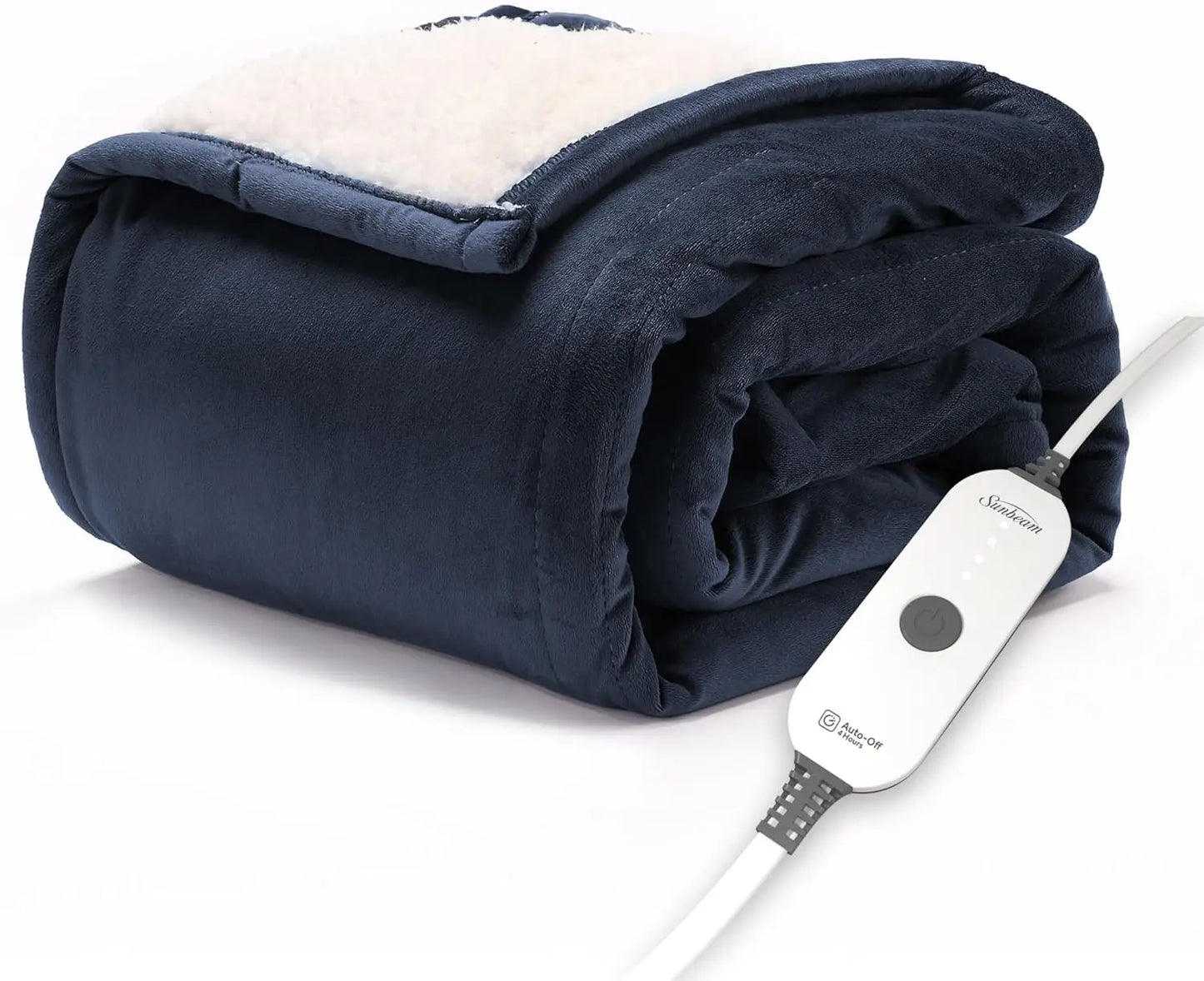 Electric Throw Royal Mink Sherpa Heated Blanket, 4 Heat Settings, 4-Hour Auto Shut-Off, Fast Heating, Luxurious and Ultra Comfy