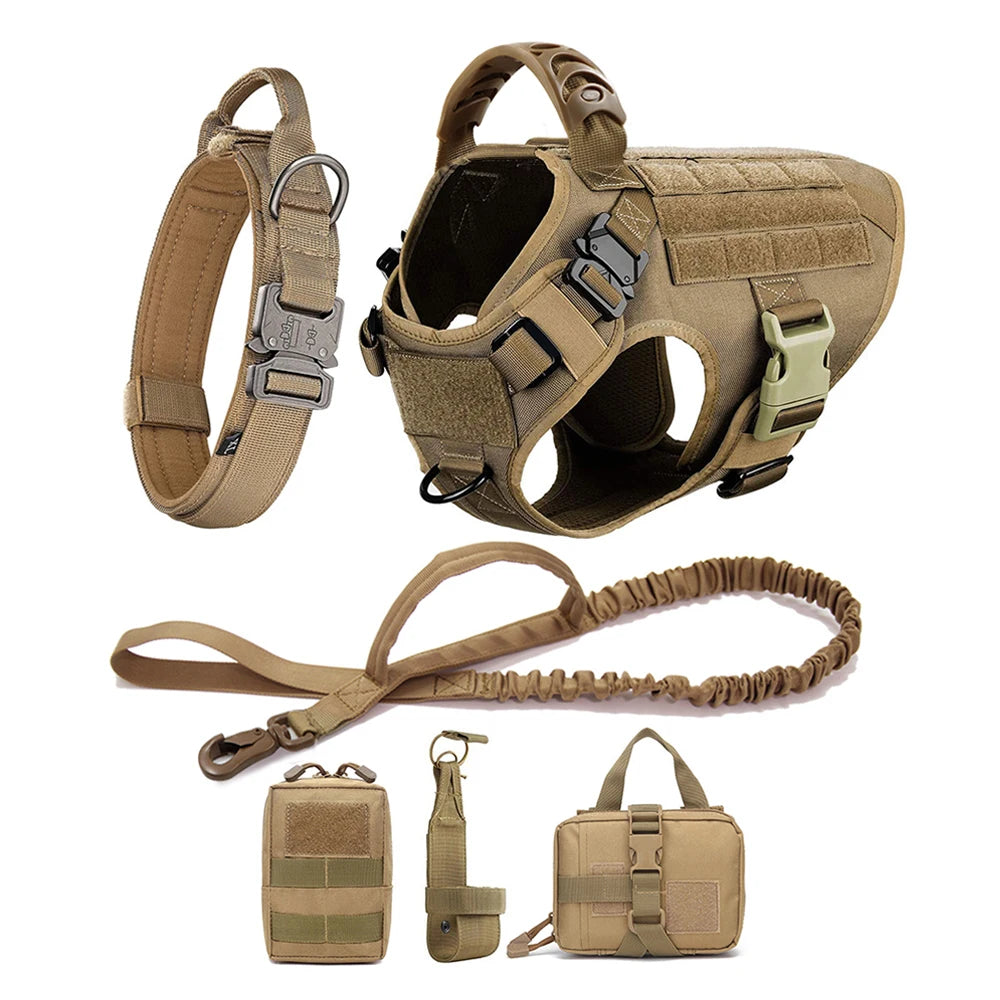 Large Dog Harness and Leash Set for German Shepherd and Malinois Training Walking Vest and Collar for Medium Large Dogs