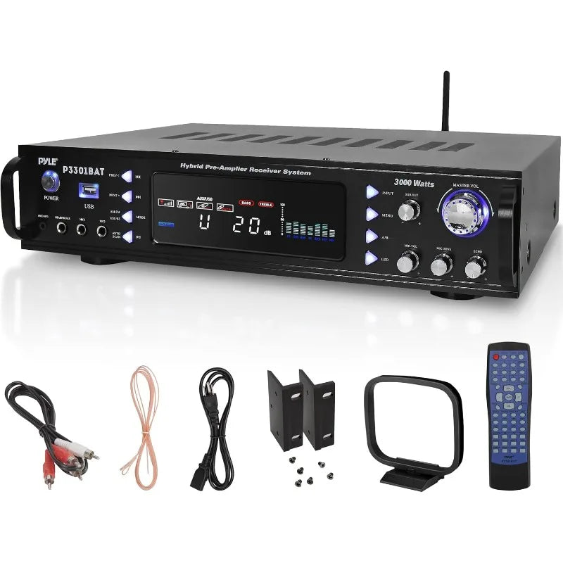 Wireless Bluetooth Home Stereo Amplifier - Hybrid Multi-Channel 3000 Watt Power Amplifier Home Audio Receiver System
