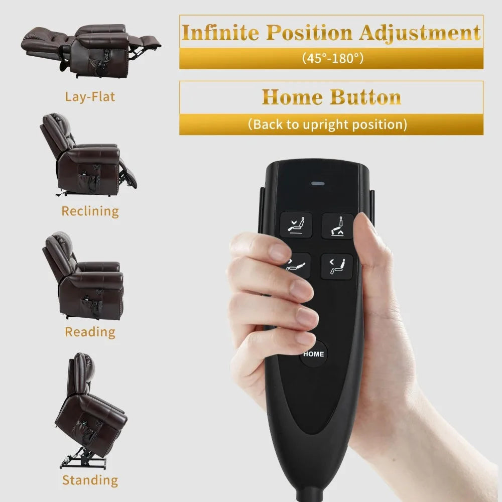 Dual Motor Power Lift Chair, Lay Flat Recliner Chair, Electric Recliner with Massage and Heat for Elderly, Remote Control, Infin