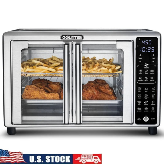 1700W Digital Toaster Oven Air Fryer 24L 19 One-Touch Presets FryForce 360 Technology French Doors Stainless Steel Cooking