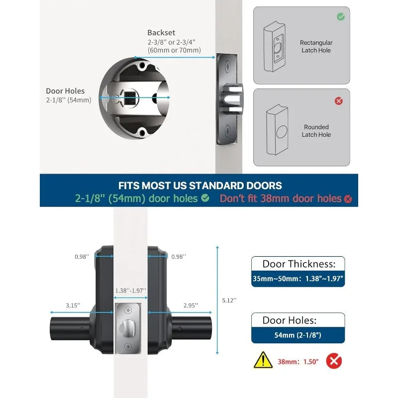 Keyless Entry Door Lock, Keypad Door Lock with Handle, Electronic Door Lock, Touchscreen, Auto-Locking, Anti-peep Password