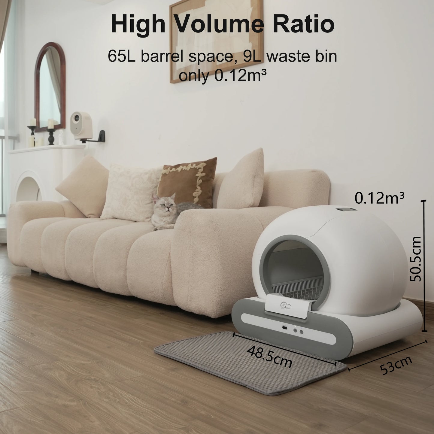 DOEL Automatic Cat Litter Box Self Cleaning with App Control and Cat Litter Mat Smart Cat Toilet for Multiple Large Cats