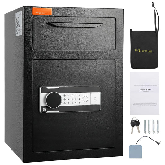 SucceBuy 1.7 Cub Depository Safe Deposit Safe Electronic Code Lock & 2 Keys Business Drop Slot Safe for Cash Mail Office Hotel