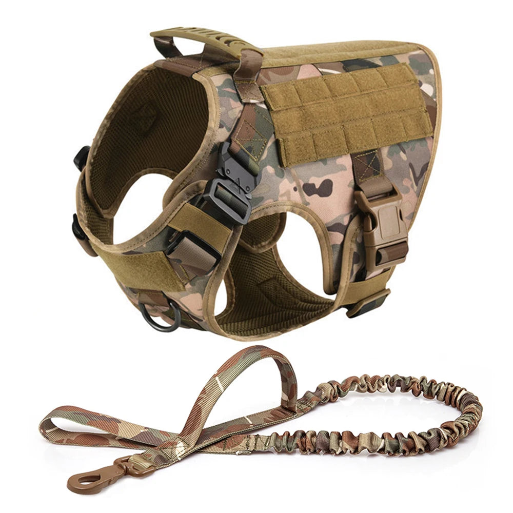 Large Dog Harness and Leash Set for German Shepherd and Malinois Training Walking Vest and Collar for Medium Large Dogs