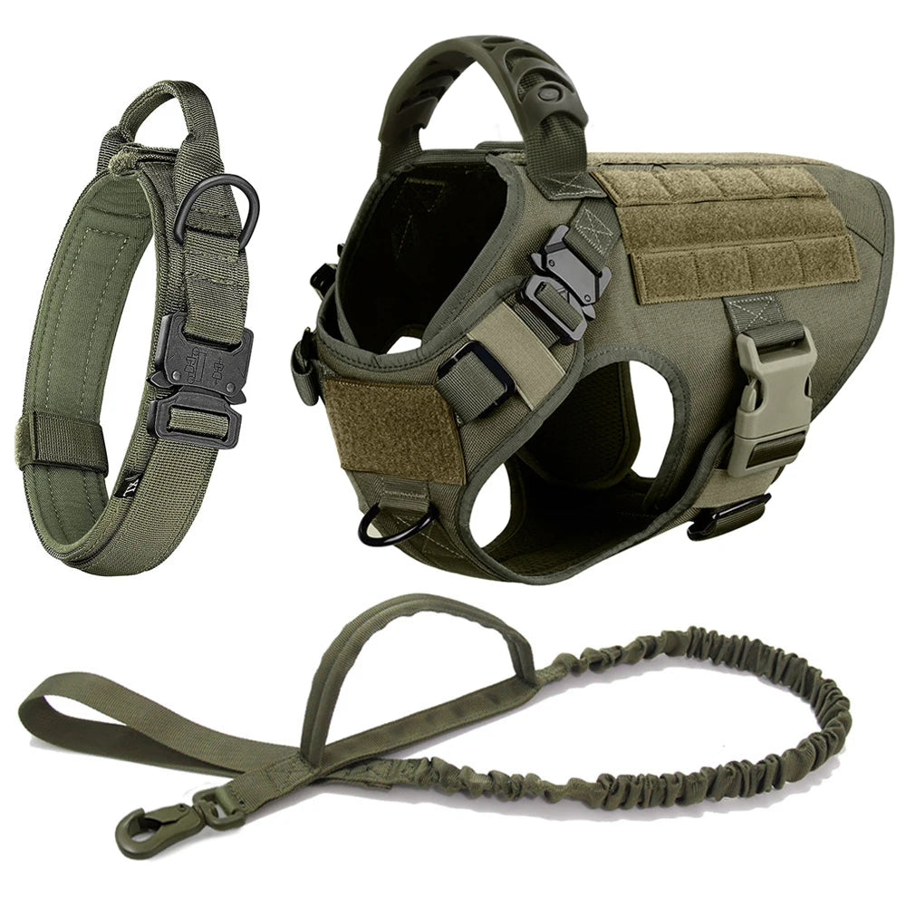 Large Dog Harness and Leash Set for German Shepherd and Malinois Training Walking Vest and Collar for Medium Large Dogs