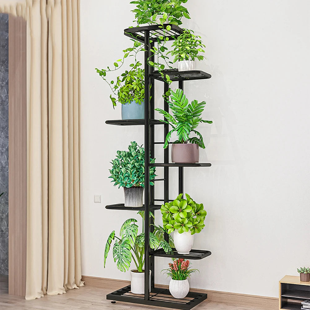 Metal Plant Stand 7 Tier 8 Potted Flower Pot Holder Shelf, Plant Shelf Corner Display Rack For Patio Garden Balcony Living Room