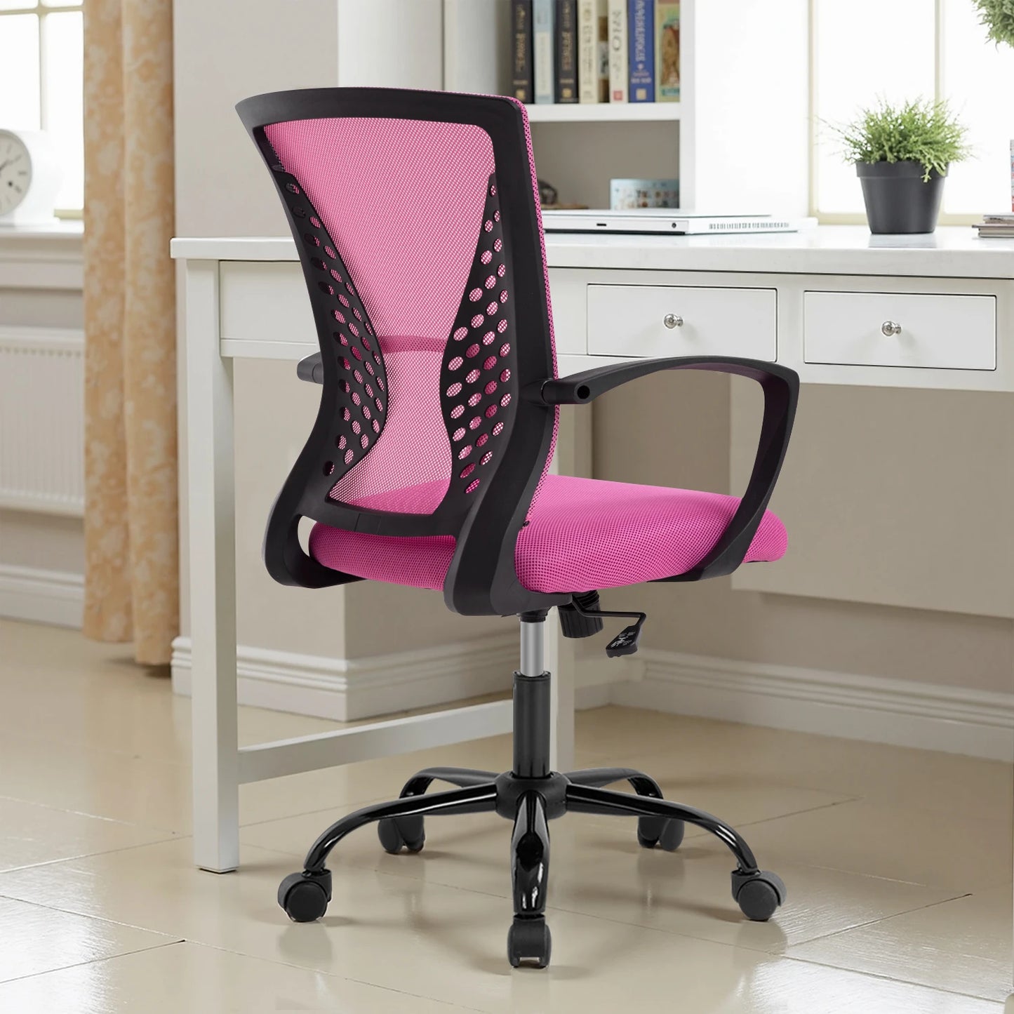 Office Chair Mesh Chair Ergonomic Computer Desk Chair Mid Back Swivel Lumbar Support with Armrest